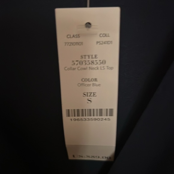 WHBM Cowl neck blouse
Size small 
Color officer blue - Picture 3 of 3